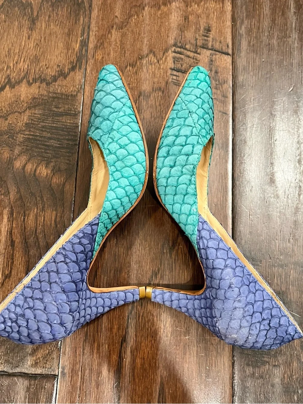 Loeffler Randall Two-Tone Pointed Pumps in Teal and Lavender